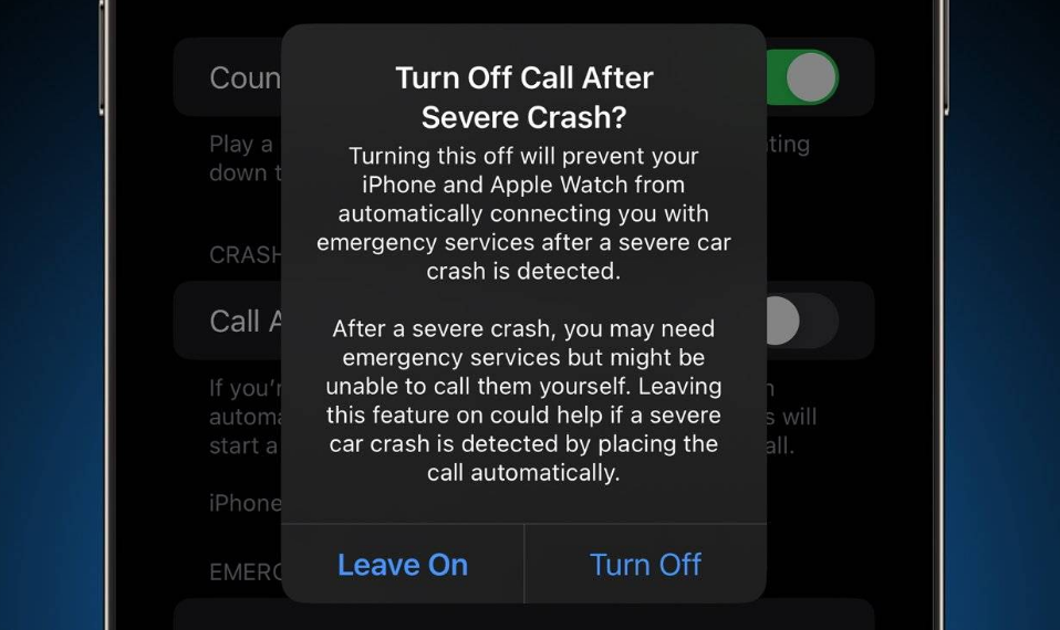 安图苹果14维修分享 iPhone 14 和 Apple Watch 上关闭崩溃检测 