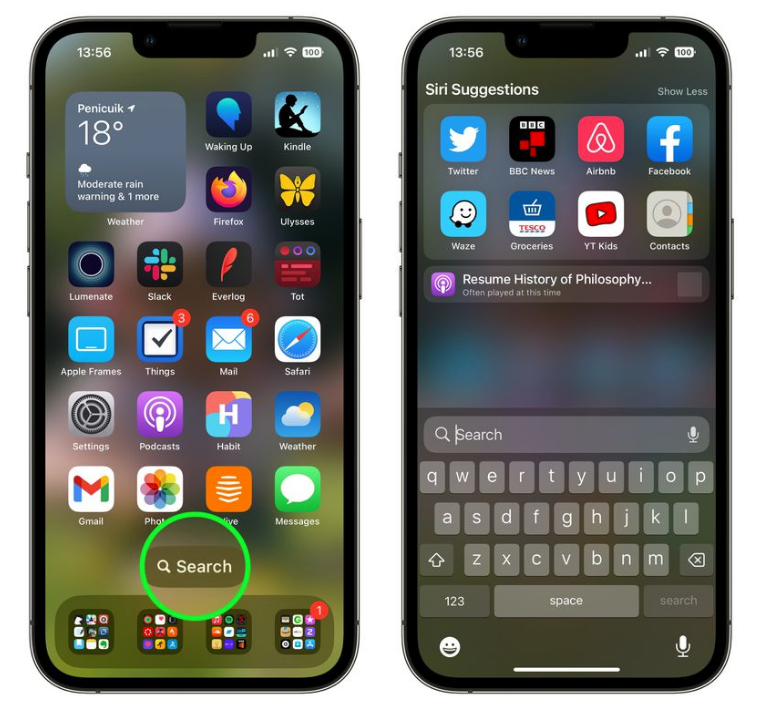 安图苹果手机维修分享升级到 iOS 16 后，如何删除主屏幕上的搜索按钮 