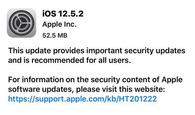 安图苹果手机维修分享iOS12.5.2发布，建议所有老苹果用户安装 
